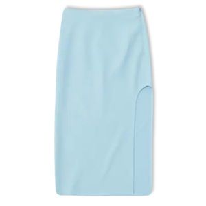 Abercrombie Elevated Slim Midi Skirt with Slit Aqua